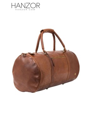 Vintage Brown Leather Duffle Bag