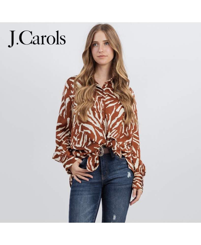 Satin Fabric Zebra Print Shirt - Luxurious Print Fashion