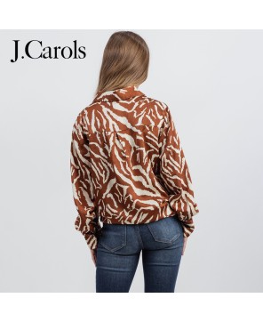 Satin Fabric Zebra Print Shirt - Luxurious Print Fashion