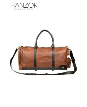 Vintage Brown Leather Weekender Bag - Stylish & Spacious