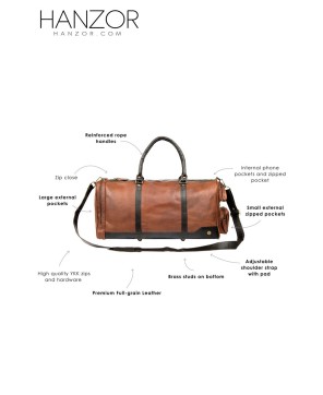 Vintage Brown Leather Weekender Bag - Stylish & Spacious