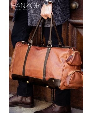 Vintage Brown Leather Weekender Bag - Stylish & Spacious