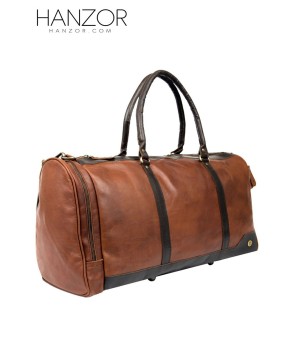 Vintage Brown Leather Weekender Bag - Stylish & Spacious