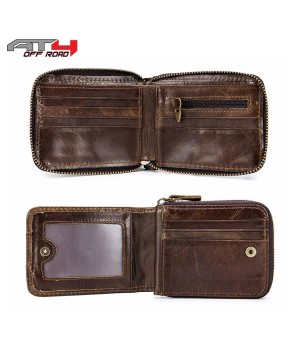 Multi-Slot Leather Zipper Wallet - Stylish and Functional