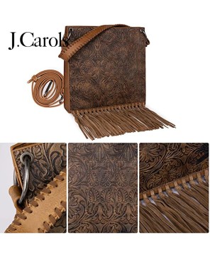 Brown Floral Embossed Fringe Hobo/Crossbody Bag