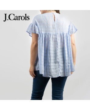 Elegant Crepe Gingham Top with Ruffle Detailing