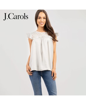 Elegant Satin Contrast Lace Women's Top