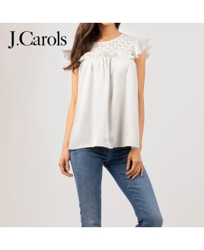 Elegant Satin Contrast Lace Women's Top