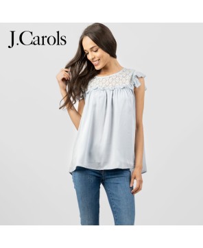 Elegant Satin Contrast Lace Women's Top