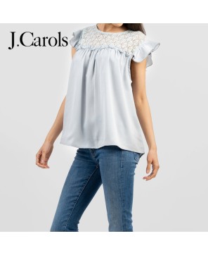 Elegant Satin Contrast Lace Women's Top