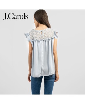 Elegant Satin Contrast Lace Women's Top