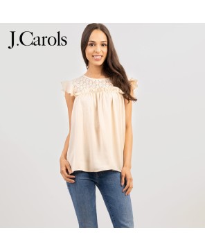 Elegant Satin Contrast Lace Women's Top