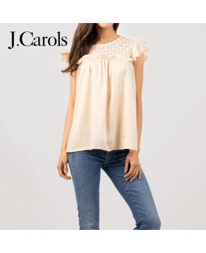 Elegant Satin Contrast Lace Women's Top