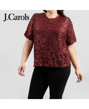 Glamorous Sequin Layer Short Sleeve Top