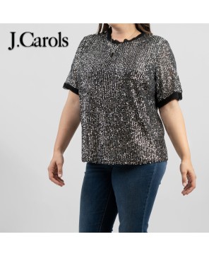 Glamorous Sequin Layer Short Sleeve Top