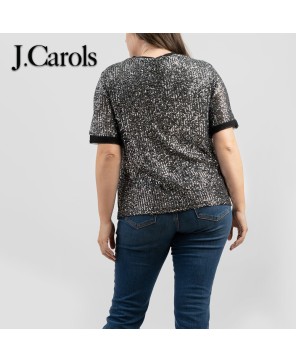 Glamorous Sequin Layer Short Sleeve Top