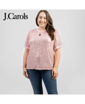 Glamorous Sequin Layer Short Sleeve Top