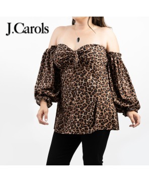 Stylish Women's Leopard Print Off-Shoulder Blouse