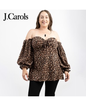 Stylish Women's Leopard Print Off-Shoulder Blouse