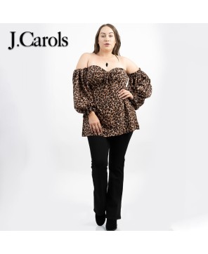 Stylish Women's Leopard Print Off-Shoulder Blouse