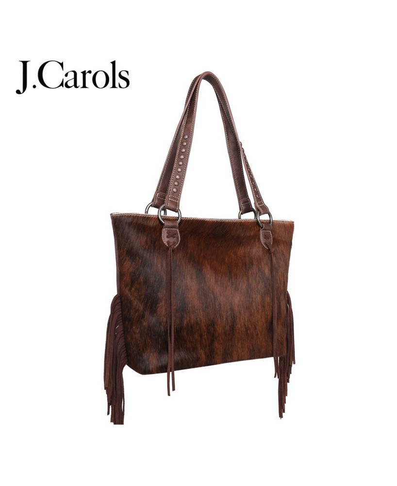 Genuine Hair-On Cowhide Handbag with Concealed Gun Pocket