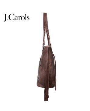 Genuine Hair-On Cowhide Handbag with Concealed Gun Pocket