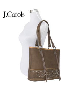 Aztec Design Studs and Rivets Handbag with Concealed Gun Pocket