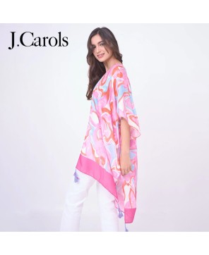 "Swirl Border Print Kimono: Stylish & Versatile"