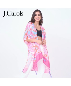 "Swirl Border Print Kimono: Stylish & Versatile"