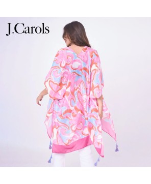 "Swirl Border Print Kimono: Stylish & Versatile"