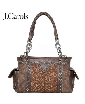 Elegant Embroidered Floral Handbag with Concealed Gun Pocket