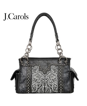 Elegant Embroidered Floral Handbag with Concealed Gun Pocket