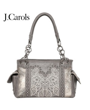 Elegant Embroidered Floral Handbag with Concealed Gun Pocket