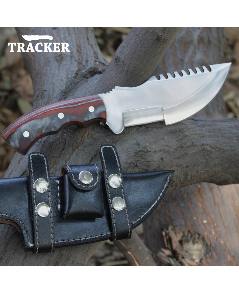 Stainless Steel Tracker Knife - Durable Leather Sheath