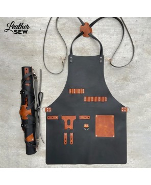 Versatile Leather Apron for Chefs, Metal Forgers