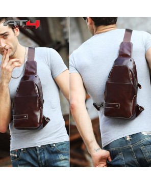 Classic Leather Men's Sling Chest Bag