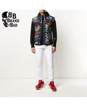 Multicolor Cotton BB Rock Denim Gilet