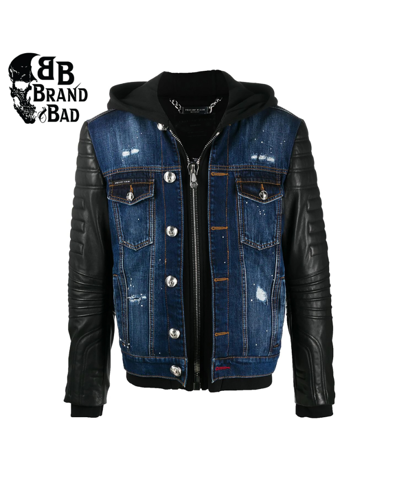 Distressed Hooded Denim Jacket