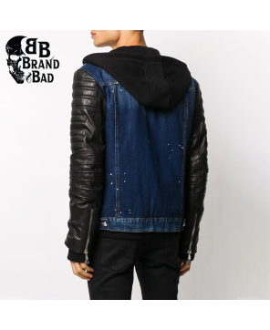 Distressed Hooded Denim Jacket