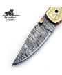 Custom Damascus Pocket Knife - Brass Handle