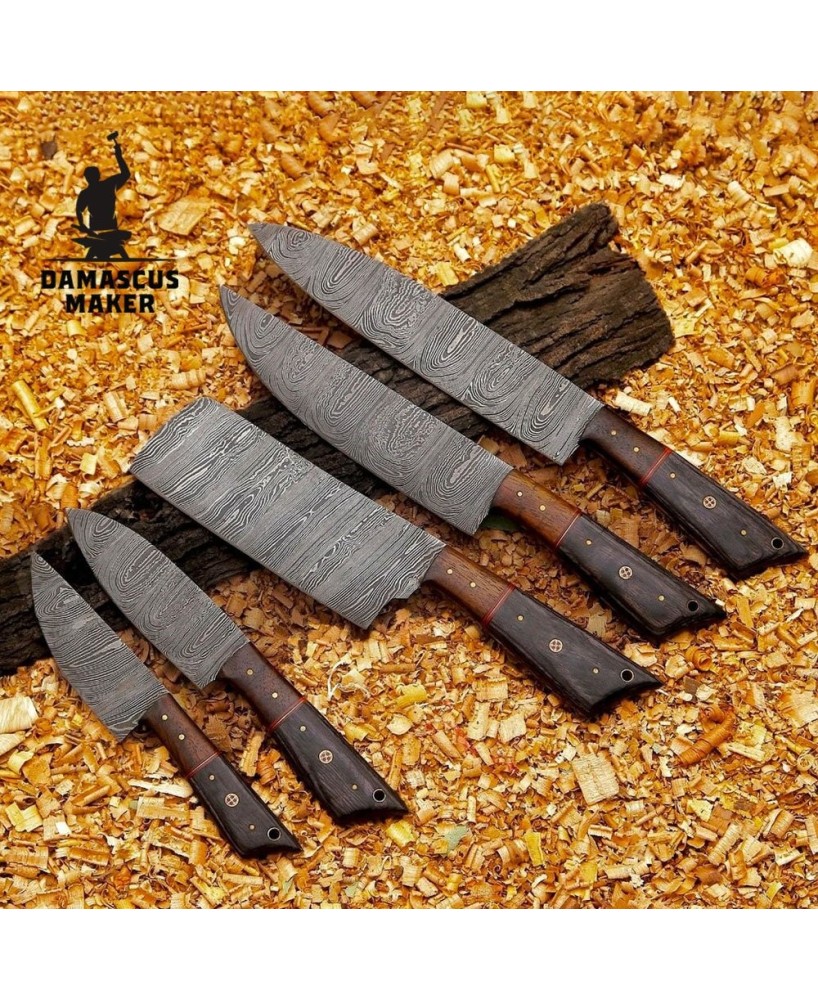 Hand-Forged Damascus Knife Set