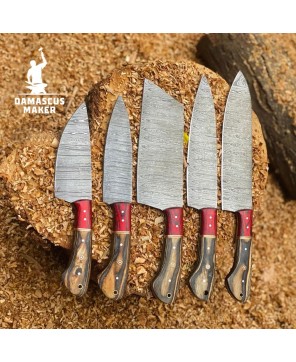 Handmade Damascus Chef Knives Set