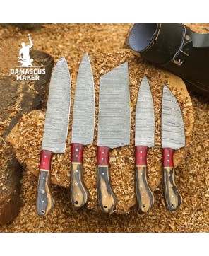 Handmade Damascus Chef Knives Set