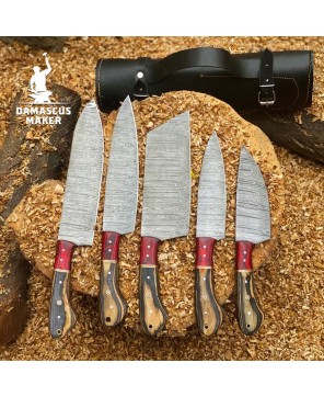 Handmade Damascus Chef Knives Set