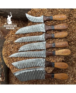 Modern Damascus Chef Knife Set