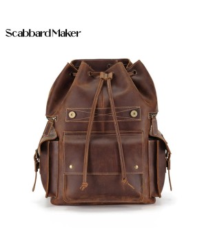 Premium Leather Drawstring Backpack