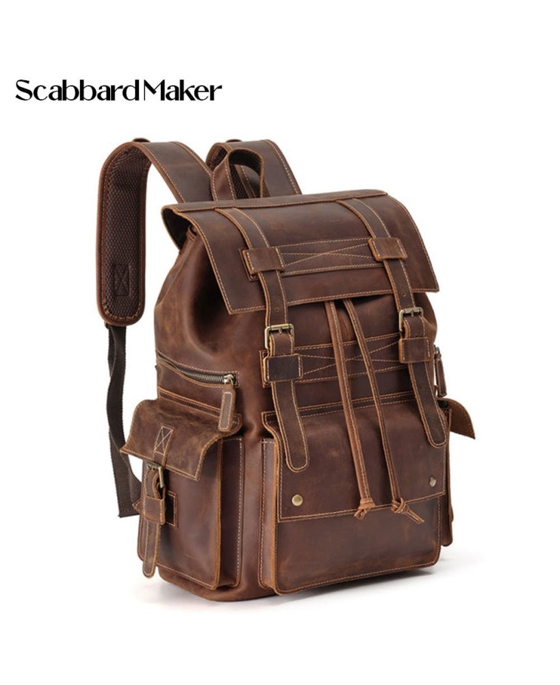 Premium Leather Drawstring Backpack