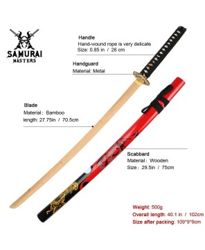 Customize Katana Wooden Swords Collection Decoration Bamboo Black Ninja Sword TV Peripheral Cosplay Sword