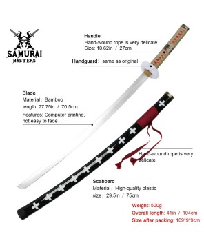 Hot Selling One Piece Roronoa Zoro Yubashiri Kitetsu Anime Sword For Cosplay Samurai Swords