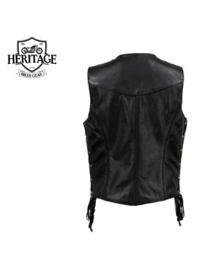 Women's 'Vivacious' Braided Motorcycle Leather Vest - Heritage Leather